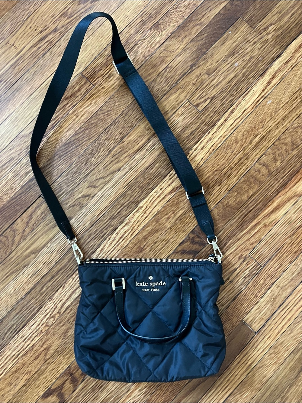 kate spade black quilted nylon crossbody tote